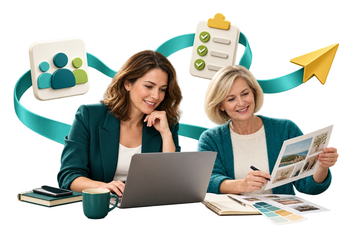 Professionals coordinating outsourced content capacity and organised handoffs.