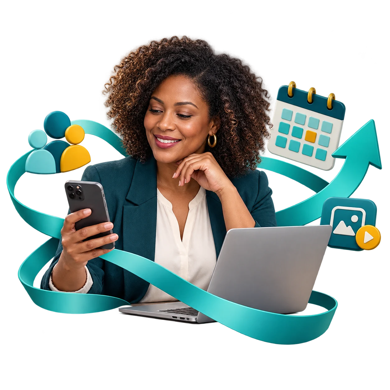 Business owner coordinating content and audience visibility.