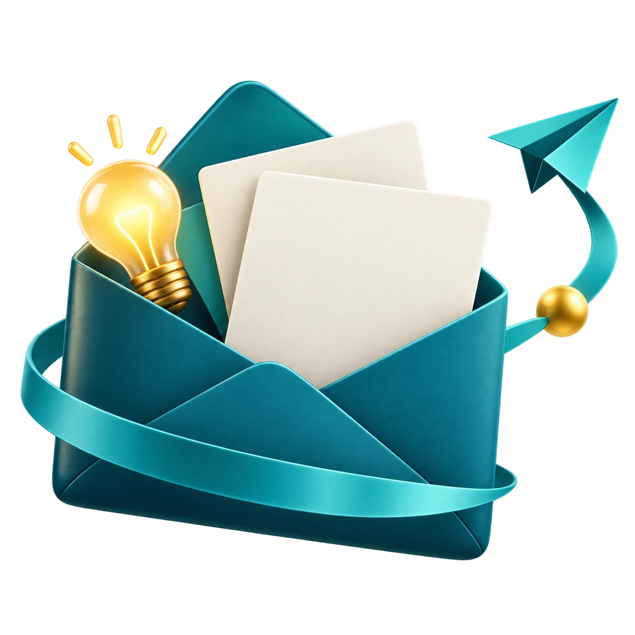 Newsletter envelope with useful business content and an ideas symbol.