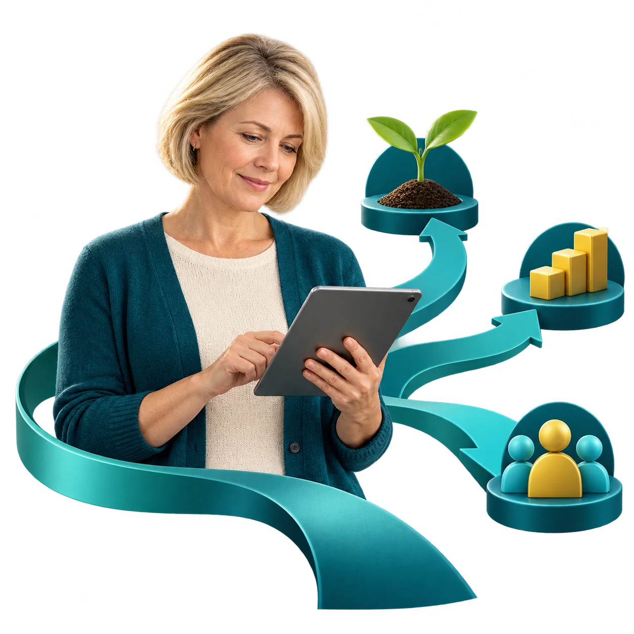 Business owner choosing support for starting, growing or scaling a business.