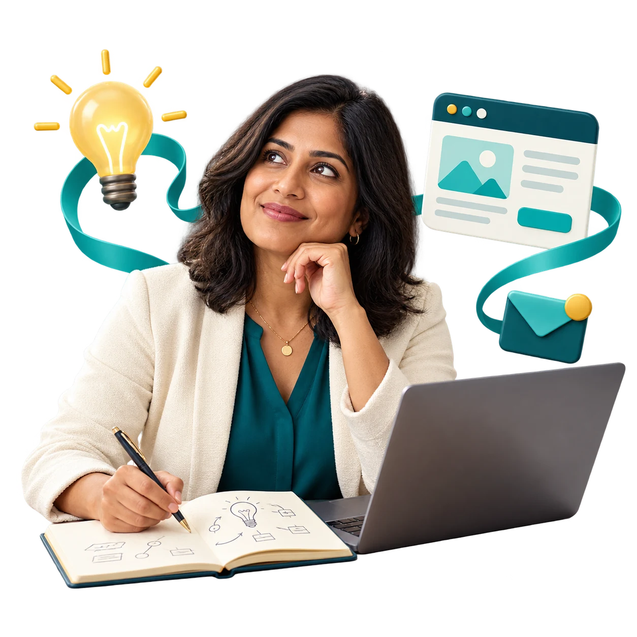 Entrepreneur building the first digital foundations for a new business.